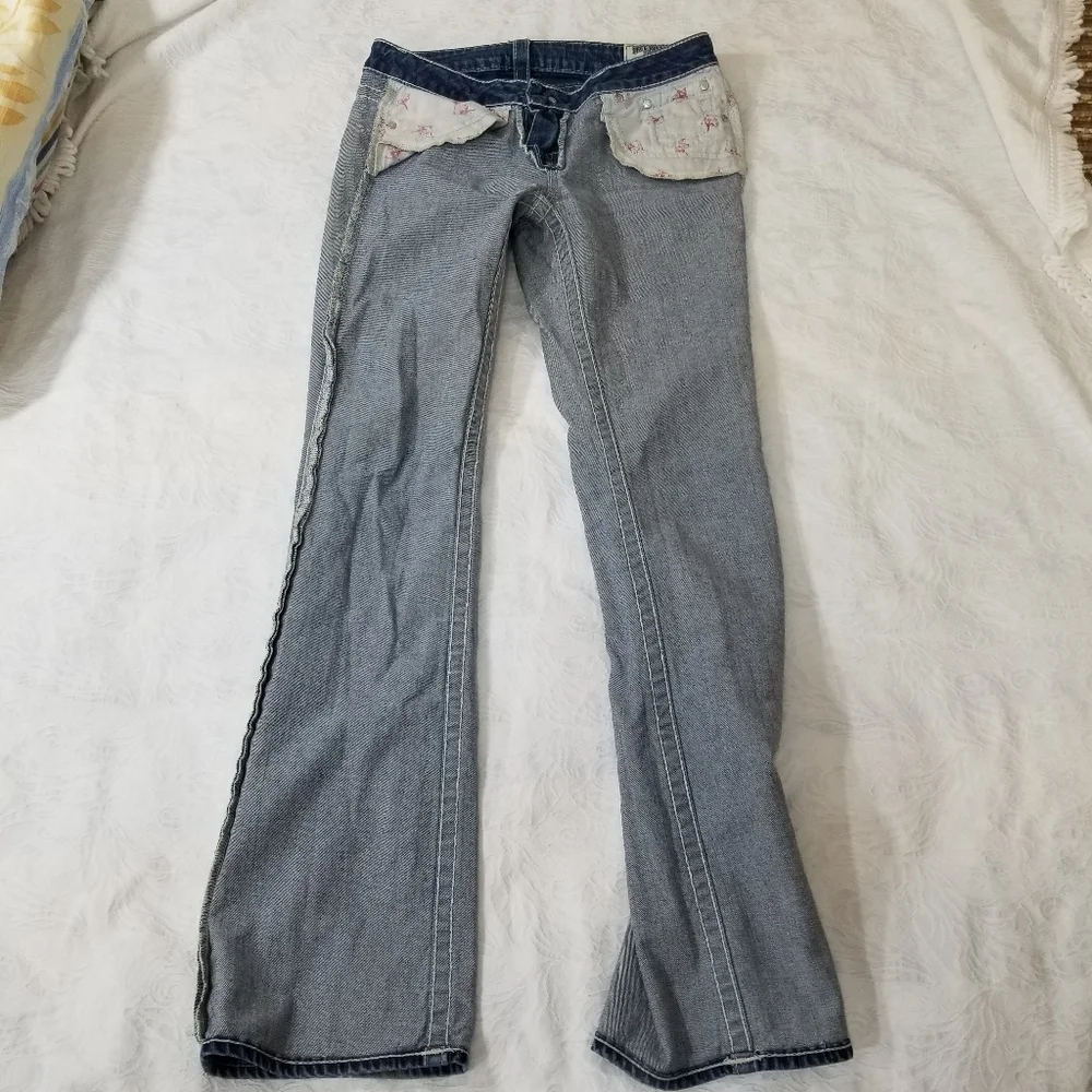 TRUE RELIGION Becky Sz 29 jeans crystal bling Jeans made in USA  flap Pocket Y2k - Picture 11 of 16
